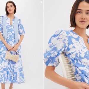 HYACINTH HOUSE Blue and White Floral Cisco Maxi Dress - XS